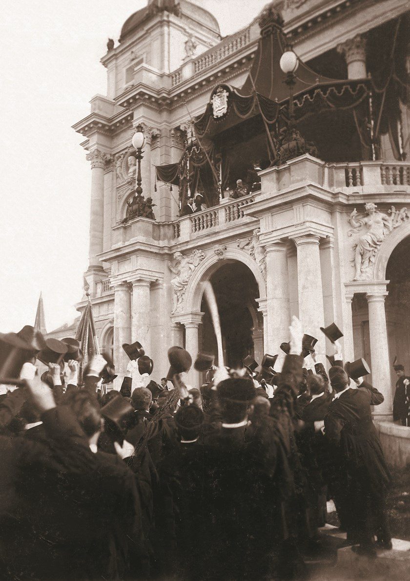 Hrvatsko narodno kazalište (HNK), svečano otvorenje kazališne zgrade 14. listopada1895. godine, sepija